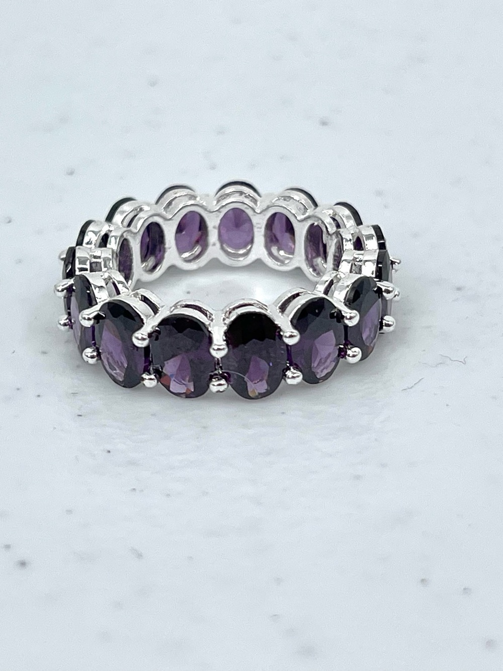 City Luxe purple Crystal Eternity silver tone Band Ring